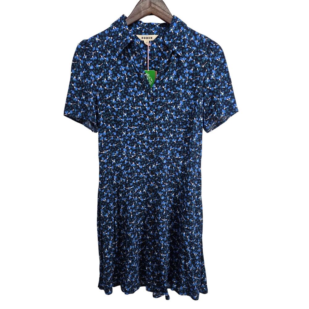 Boden Clara Shirt Dress Blue Floral Size 4